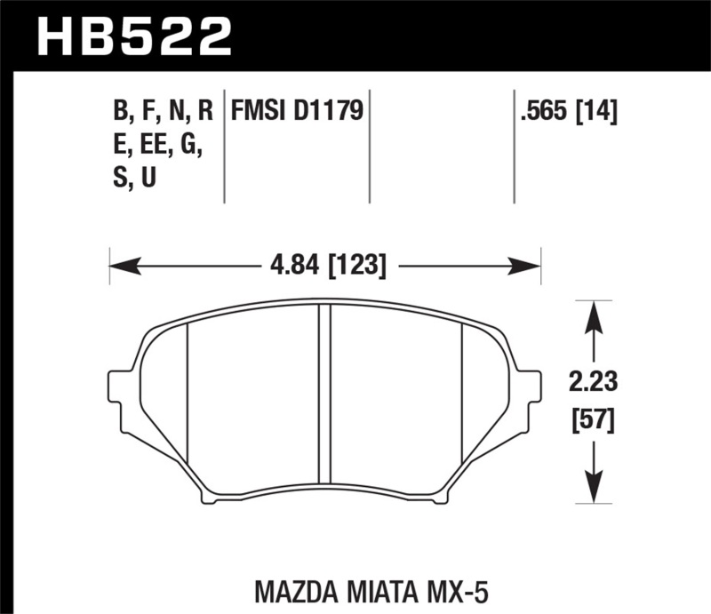 Mazda Mx-5 Brake Pads - Front - Hawk Performance - HP+ - `06-`10